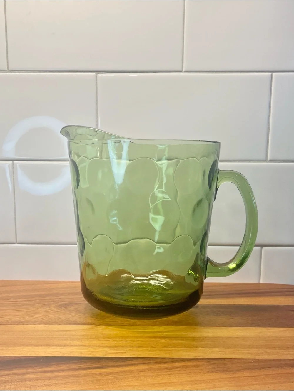 Hazel Atlas Eldorado Pitcher Avocado Green Glass Mid-Century Modern